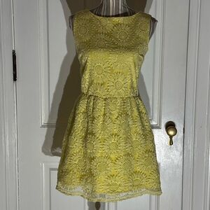 Jun ivy yellow floral small sleeveless Easter spring derby dress D396